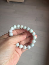 Load image into Gallery viewer, 10.5mm size 52-60mm 100% natural type A white green purple jadeite jade beads bracelet PB83