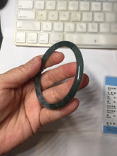Load image into Gallery viewer, 56.7mm Certified Type A 100% Natura dark blue/green/gray/black Guatemala slim round cut Jadeite bangle PJ101-5614