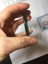 Load image into Gallery viewer, 49.5mm Certified Type A 100% Natural icy watery dark green/blue/gray Guatemala slim flat oval round cut Jadeite bangle PH21-2334