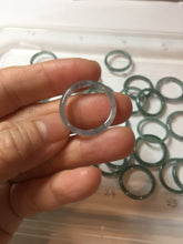 Load image into Gallery viewer, 17.9mm size 7 3/4 100% natural type A icy watery green/blue slim style Guatemala jadeite jade band ring group PE82