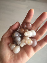 Load image into Gallery viewer, 100% natural icy purple/brown/red Quartzite (jinsi jade, 金丝玉) Golden Silk Jade gourd ( 葫芦, 福禄) pendant/handhold worry stone/desk decor SY73