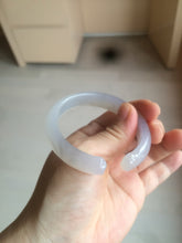 Load image into Gallery viewer, 52.2mm 100% natural icy light pale pink/white agate carved cat paws bangle SY57