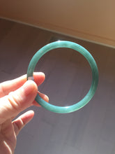 Load image into Gallery viewer, 57mm Certified Type A 100% Natural icy watery deep sea dark green/blue/gray/black slim round cut Guatemala Jadeite bangle AU66-7055