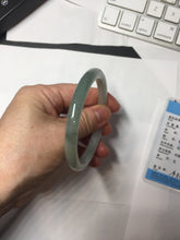 Load image into Gallery viewer, 54mm certified Type A 100% Natural white oily light green gray( 淡油青) slim round cut Jadeite Jade bangle PB254-3708