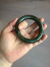 Load image into Gallery viewer, 55mm 100% Natural dark green(碧玉) black round cut nephrite Jade bangle HE104-0127