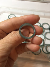 Load image into Gallery viewer, 17.9mm size 7 3/4 100% natural type A icy watery green/blue slim style Guatemala jadeite jade band ring group PE82