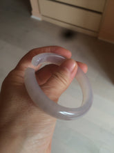 Load image into Gallery viewer, 52.2mm 100% natural icy light pale pink/white agate carved cat paws bangle SY57