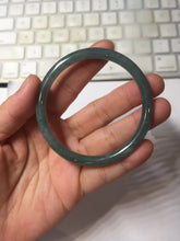 Load image into Gallery viewer, 55.5mm Type A 100% Natural dark green/blue/gray/black Guatemala slim round cut Jadeite bangle PJ102