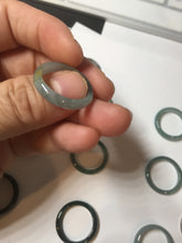 Load image into Gallery viewer, 17.9mm 7 3/4 100% natural type A icy watery green/blue Guatemala jadeite jade band ring group BP76