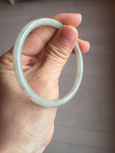 Load image into Gallery viewer, 54.8mm Certified type A 100% Natural light green gray black slim round cut Jadeite bangle PA188-2474