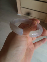 Load image into Gallery viewer, 52.2mm 100% natural icy light pale pink/white agate carved cat paws bangle SY57