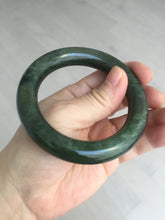 Load image into Gallery viewer, 55mm 100% Natural dark green(碧玉) black round cut nephrite Jade bangle HE104-0127