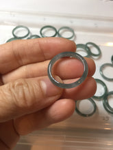 Load image into Gallery viewer, 17.9mm size 7 3/4 100% natural type A icy watery green/blue slim style Guatemala jadeite jade band ring group PE82