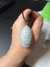 Load image into Gallery viewer, 39mm 100% natural light green/white Guanyin jadeite jade pendant/hand held BF91