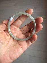 Load image into Gallery viewer, 54.8mm Certified type A 100% Natural light green gray black slim round cut Jadeite bangle PA188-2474