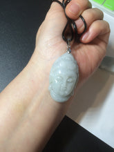 Load image into Gallery viewer, 39mm 100% natural light green/white Guanyin jadeite jade pendant/hand held BF91