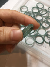 Load image into Gallery viewer, 17.9mm size 7 3/4 100% natural type A icy watery green/blue slim style Guatemala jadeite jade band ring group PE82