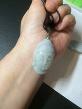 Load image into Gallery viewer, 39mm 100% natural light green/white Guanyin jadeite jade pendant/hand held BF91