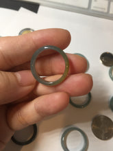 Load image into Gallery viewer, 17.9mm 7 3/4 100% natural type A icy watery green/blue Guatemala jadeite jade band ring group BP76