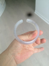 Load image into Gallery viewer, 52.2mm 100% natural icy light pale pink/white agate carved cat paws bangle SY57