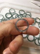 Load image into Gallery viewer, 17.9mm size 7 3/4 100% natural type A icy watery green/blue slim style Guatemala jadeite jade band ring group PE82