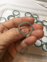 Load image into Gallery viewer, 17.9mm size 7 3/4 100% natural type A icy watery green/blue slim style Guatemala jadeite jade band ring group PE82