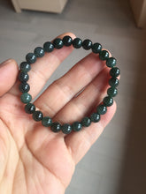 Load image into Gallery viewer, 6.8mm size 50-55mm 100% natural type A icy watery dark green/blue/gray jadeite jade beads bracelet PB80