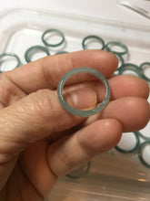 Load image into Gallery viewer, 17.9mm size 7 3/4 100% natural type A icy watery green/blue slim style Guatemala jadeite jade band ring group PE82