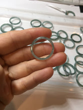 Load image into Gallery viewer, 17.9mm size 7 3/4 100% natural type A icy watery green/blue slim style Guatemala jadeite jade band ring group PE82