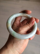Load image into Gallery viewer, 58.9mm certified 100% natural type A light sunny green/purple/yellow chubby round cut jadeite jade bangle BF37-9225