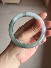 Load image into Gallery viewer, 57.5mm certified 100% natural Type A watermelon-rind green white Cool White Base with Misty Green Patches jadeite bangle PE18-2116