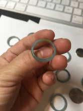 Load image into Gallery viewer, 17.9mm 7 3/4 100% natural type A icy watery green/blue Guatemala jadeite jade band ring group BP76