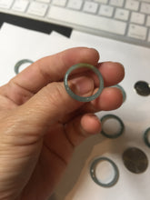 Load image into Gallery viewer, 17.9mm 7 3/4 100% natural type A icy watery green/blue Guatemala jadeite jade band ring group BP76