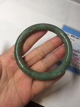 Load image into Gallery viewer, 55.5mm Certified 100% natural Type A dark green/brown round cut jadeite jade bangle BM10-5373