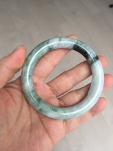 Load image into Gallery viewer, 55.8mm certified 100% natural Type A light green white purple with green floating flowers round cut jadeite jade bangle BS94-6610
