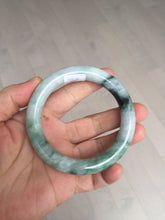 Load image into Gallery viewer, 55.8mm certified 100% natural Type A light green white purple with green floating flowers round cut jadeite jade bangle BS94-6610