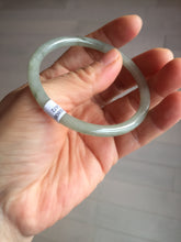 Load image into Gallery viewer, 54.8mm Certified type A 100% Natural light green gray black slim round cut Jadeite bangle PA187-2472