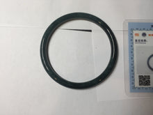 Load image into Gallery viewer, 59mm Certified Type A 100% Natural dark green/blue/gray with Guatemala slim round cut Jadeite bangle PH25-2342