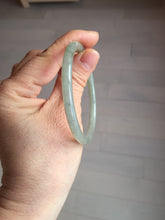 Load image into Gallery viewer, 54.8mm Certified type A 100% Natural light green gray black slim round cut Jadeite bangle PA187-2472
