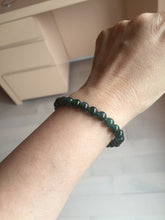 Load image into Gallery viewer, 6.8mm size 50-55mm 100% natural type A icy watery dark green/blue/gray jadeite jade beads bracelet PB80