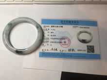 Load image into Gallery viewer, 61mm Certified Type A 100% Natural white/light green with grenn floating flowers Jadeite Jade bangle E153-2443