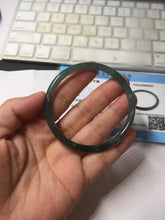 Load image into Gallery viewer, 54.8mm Certified Type A 100% Natural dark green/blue/gray with Guatemala slim round cut Jadeite bangle PJ103-5627
