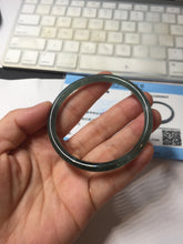 Load image into Gallery viewer, 54.8mm Certified Type A 100% Natural dark green/blue/gray with Guatemala slim round cut Jadeite bangle PJ103-5627