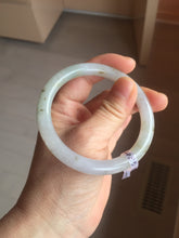 Load image into Gallery viewer, 55.5mm certified Type A 100% Natural light purple with red brown floating flowers round cut Jadeite Jade bangle J134-4085
