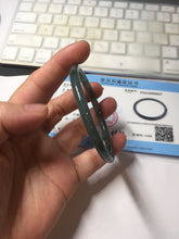 Load image into Gallery viewer, 54.8mm Certified Type A 100% Natural dark green/blue/gray with Guatemala slim round cut Jadeite bangle PJ103-5627
