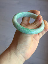 Load image into Gallery viewer, 55.6 mm Certified type A 100% Natural sunny green/white Jadeite bangle AY83-3466