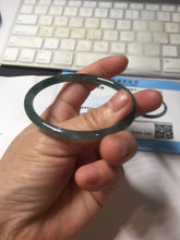 Load image into Gallery viewer, 54.8mm Certified Type A 100% Natural dark green/blue/gray with Guatemala slim round cut Jadeite bangle PJ103-5627