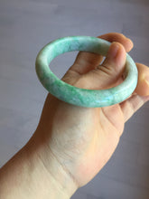Load image into Gallery viewer, 55.6 mm Certified type A 100% Natural sunny green/white Jadeite bangle AY83-3466