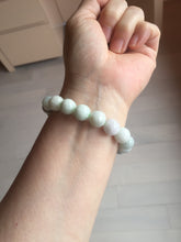 Load image into Gallery viewer, 10.5mm size 52-60mm 100% natural type A white green purple jadeite jade beads bracelet PB83