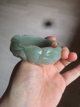 Load image into Gallery viewer, 53mm 100% natural light green/gray Quartzite (Shetaicui jade) 3D carved Magpie and Peony bangle XY62